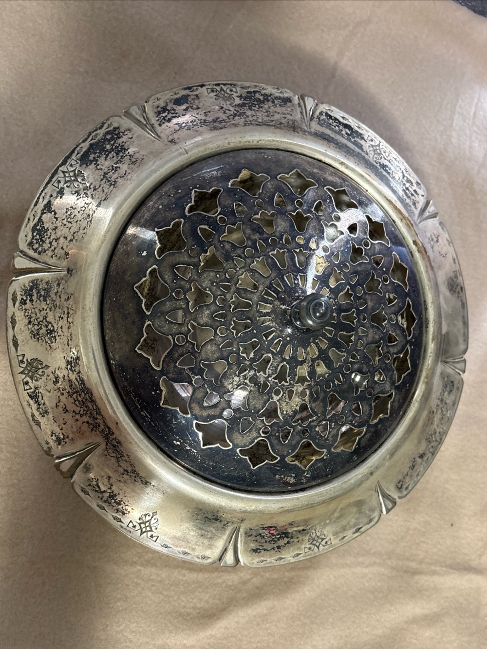 Vintage 11" Crescent S.P. Co. International Silver Incense Bowl 1920’s EVC